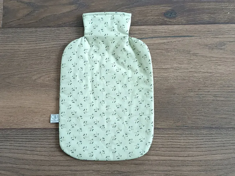 Wärmflasche 2 Liter salbei grün Blumen