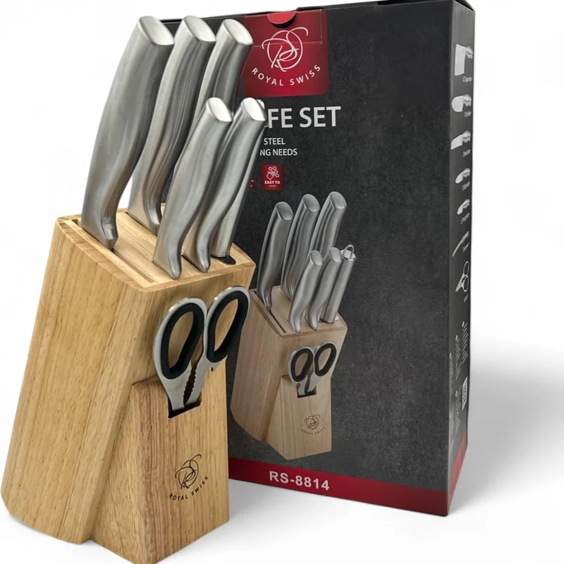 Professionelles Messer, Messerhalter Holz, 6-teiliges Set Küchenmesser-Set, Küchenmesser-Set, Edelstahl, Kochmesserhalter mit Punktmesser