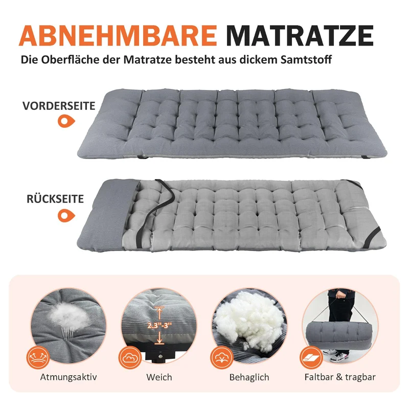 Camping Bett - Feldbett - Gästebett bis 200 kg mit Seitentasche, Portable Camping Lounge, Outdoor, Garten, Reisen, Camping, Indoor