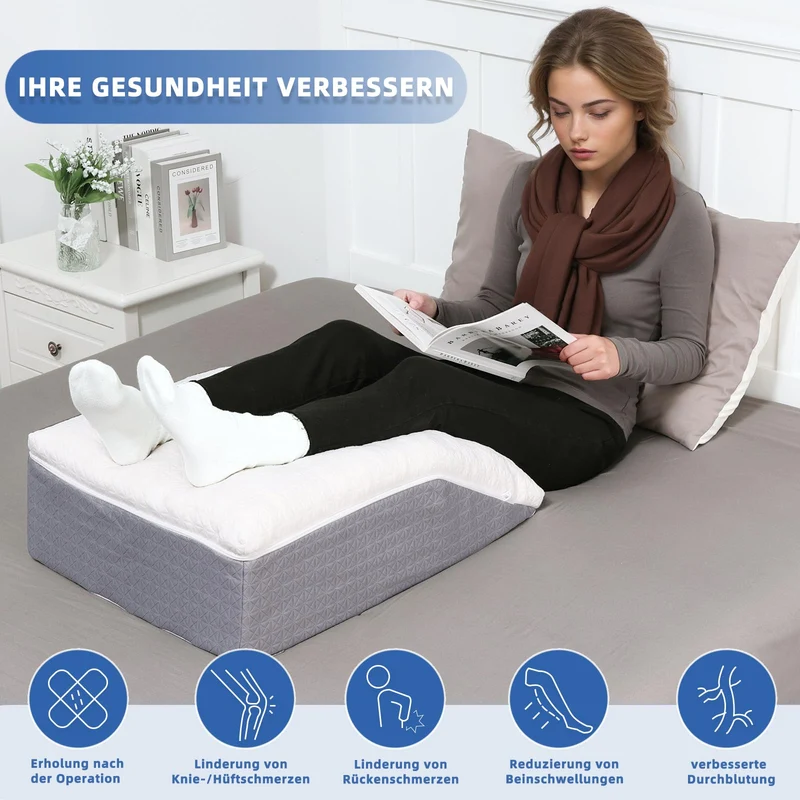 Venenkissen, Legevationskissen aus Memory-Schaum, Beinkissen zur Erleichterung, Positionierungskissen mit abnehmbarer Abdeckung, Doppelschicht-Legkissen zum Schlafen