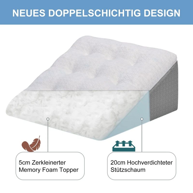 Venenkissen, Legevationskissen aus Memory-Schaum, Beinkissen zur Erleichterung, Positionierungskissen mit abnehmbarer Abdeckung, Doppelschicht-Legkissen zum Schlafen