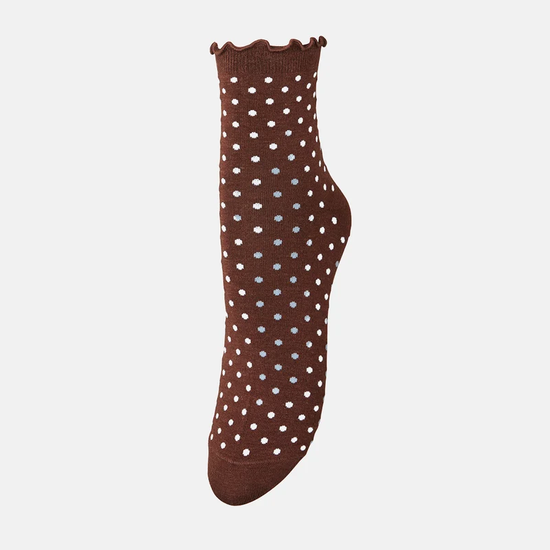 Chocolate Brown Frilled Dot Socks