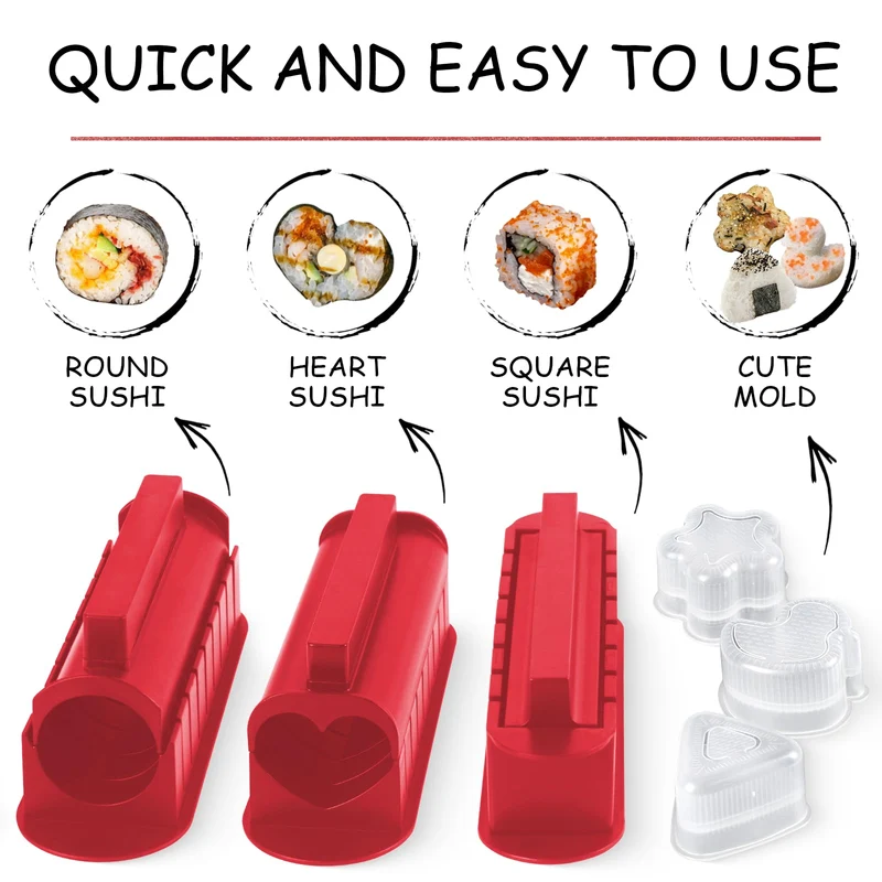 Sushi Set, 20-teiliges Kit für Anfänger, um sich selbst Sushi zu machen, Sushi-Platte mit Reisrollenformen, Gabel, Messer, Rollmatte, Sticks