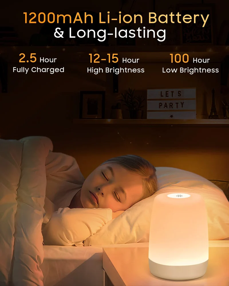 Tischlampe Drahtlose LED - Nacht Tisch - Lampe Touch Dimmbar mit warmem Licht & 256 RGB Farbwechsel, Lampenbatterie Wiederaufladbares Stilllicht Dimmbar mit Timer, Nachtlicht für Kinder