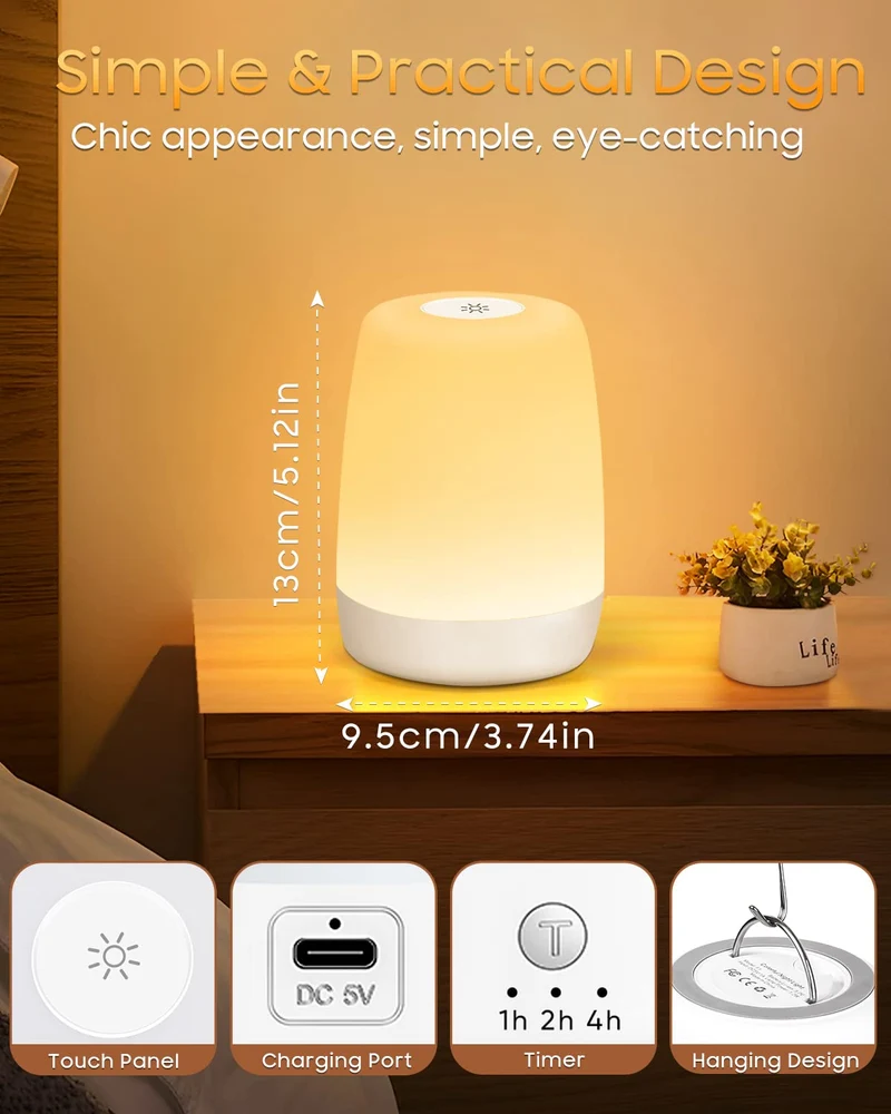 Tischlampe Drahtlose LED - Nacht Tisch - Lampe Touch Dimmbar mit warmem Licht & 256 RGB Farbwechsel, Lampenbatterie Wiederaufladbares Stilllicht Dimmbar mit Timer, Nachtlicht für Kinder