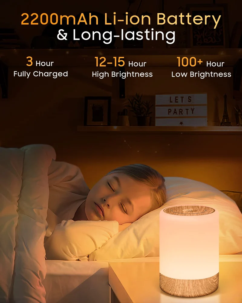 Tischlampe Drahtlose LED - Nacht Tisch - Lampe Touch Dimmbar mit warmem Licht & 256 RGB Farbwechsel, Lampenbatterie Wiederaufladbares Stilllicht Dimmbar mit Timer, Nachtlicht für Kinder