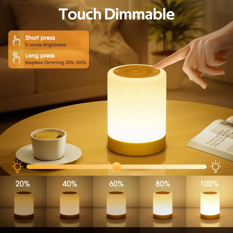 Tischlampe Drahtlose LED - Nacht Tisch - Lampe Touch Dimmbar mit warmem Licht & 256 RGB Farbwechsel, Lampenbatterie Wiederaufladbares Stilllicht Dimmbar mit Timer, Nachtlicht für Kinder
