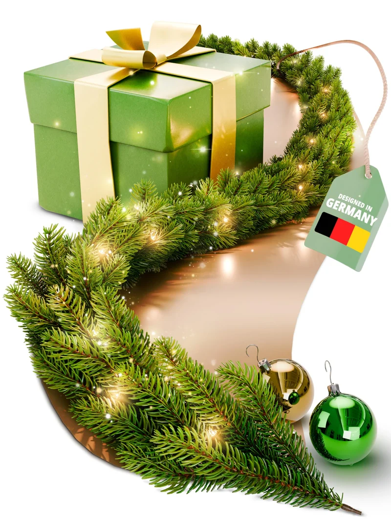 Weihnachtsgirlande - Lebensechte Tannengirlande, Grün, Perfekt für Weihnachtsdekoration, Innen- und Außenbereich, Treppengeländer und Türrahmen