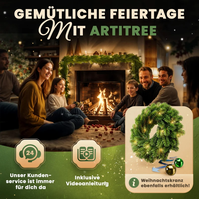 Weihnachtsgirlande - Lebensechte Tannengirlande, Grün, Perfekt für Weihnachtsdekoration, Innen- und Außenbereich, Treppengeländer und Türrahmen