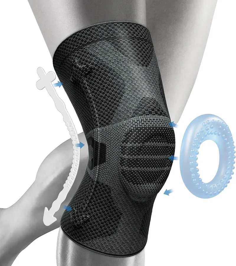 Kniestütze, Komprimierte Kniebandage mit Patella Gel Pads & Feder Seitenstabilisatoren, Medizinischer Knieschützer für Laufen, Meniskusriss, Arthritis, Gelenkschmerzlinderung, ACL, Erholung