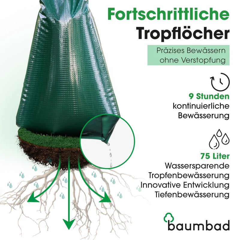 Premium Bewässerungsring 55 Liter, PVC UV Beständig, Baumring zur Bewässerung in Braun