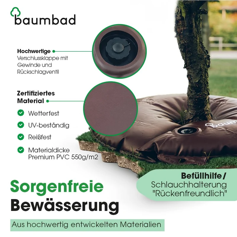 Premium Bewässerungsring 55 Liter, PVC UV Beständig, Baumring zur Bewässerung in Braun