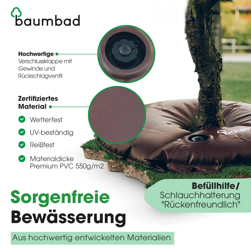 Premium Bewässerungsring 55 Liter, PVC UV Beständig, Baumring zur Bewässerung in Braun