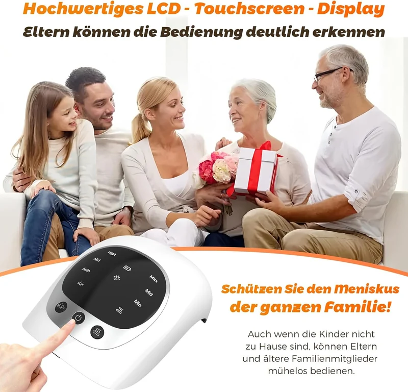 Knie-Massagegerät, 3 Temperaturstufen, Rotlicht-Therapie, LCD-Display, Wärme- und Vibrationstherapie, 7000 U/Min, 120 Min Laufzeit