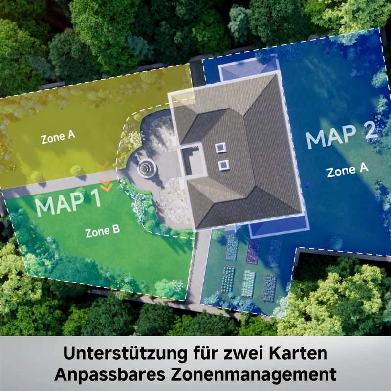 MOVA ViAX 250 Mähroboter Ohne Begrenzungskabel, Empf. 250m², KI-gestützte Kartierung, U-förmige Bahnen, Hindernisvermeidung Dual-Vision, Besserer Kantenschnitt, Für Komplexe Gelände, Appsteuerung