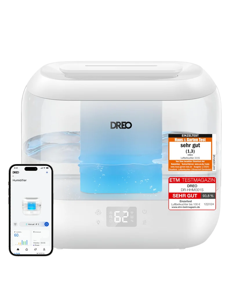Smart Luftbefeuchter für Schlafzimmer, oben befüllbarer 4L Supergroßer Kühler Nebel Humidifier mit Öl Diffusor und Nachtlicht, 36 Stunden Laufzeit, leiser Ultraschall Luftbefeuchter Zuhause
