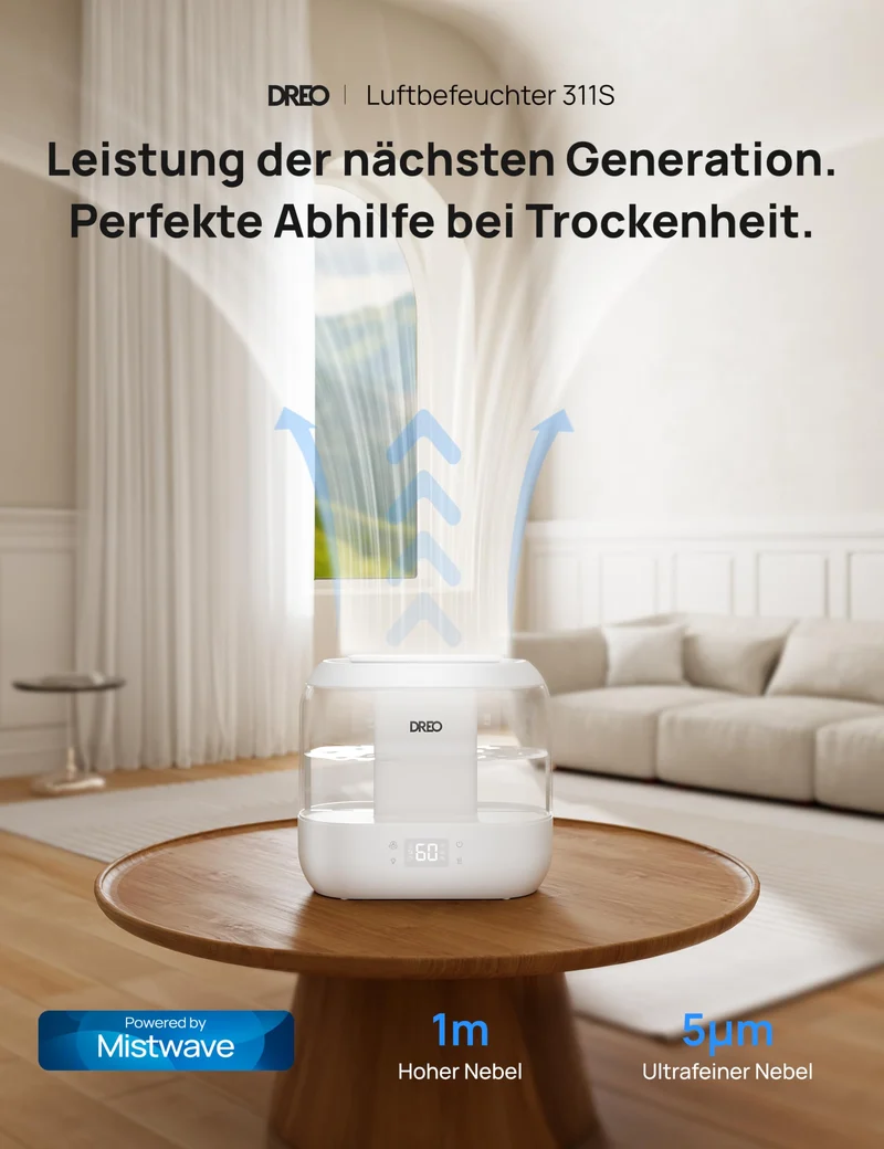 Smart Luftbefeuchter für Schlafzimmer, oben befüllbarer 4L Supergroßer Kühler Nebel Humidifier mit Öl Diffusor und Nachtlicht, 36 Stunden Laufzeit, leiser Ultraschall Luftbefeuchter Zuhause