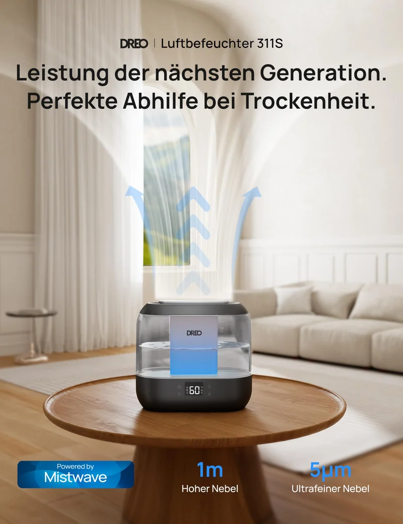 Smart Luftbefeuchter für Schlafzimmer, oben befüllbarer 4L Supergroßer Kühler Nebel Humidifier mit Öl Diffusor und Nachtlicht, 36 Stunden Laufzeit, leiser Ultraschall Luftbefeuchter Zuhause