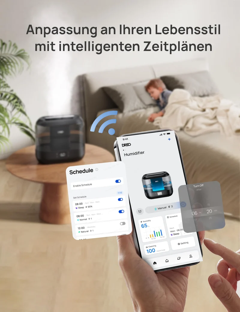 Smart Luftbefeuchter für Schlafzimmer, oben befüllbarer 4L Supergroßer Kühler Nebel Humidifier mit Öl Diffusor und Nachtlicht, 36 Stunden Laufzeit, leiser Ultraschall Luftbefeuchter Zuhause