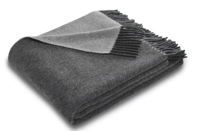 Biederlack Wollplaid Doubleface 130x170 anthracite-grey