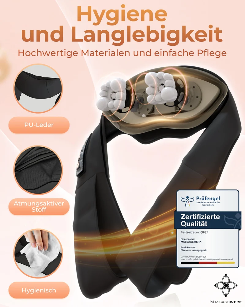 Shiatsu Rücken- und Halsmassagegerät / Elektrischer Nackenmassagegerät mit Wärmefunktion / Ergonomisch, Ideal zur Linderung von Muskelverspannungen und Schmerzen