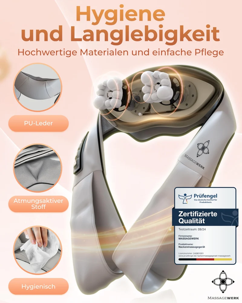 Shiatsu Rücken- und Halsmassagegerät / Elektrischer Nackenmassagegerät mit Wärmefunktion / Ergonomisch, Ideal zur Linderung von Muskelverspannungen und Schmerzen