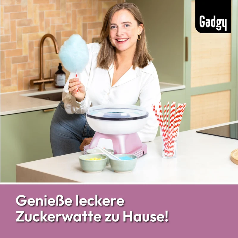 Zuckerwattemaschine für zuhause - Zuckerwatte Maschine für Zucker oder Bonbons - Cotton Candy Machine - Zuckerwatte für Kinderfest, Geburtstag und Party - Rosa