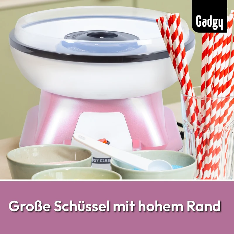 Zuckerwattemaschine für zuhause - Zuckerwatte Maschine für Zucker oder Bonbons - Cotton Candy Machine - Zuckerwatte für Kinderfest, Geburtstag und Party - Rosa