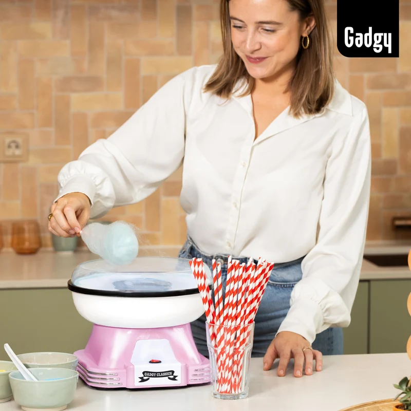 Zuckerwattemaschine für zuhause - Zuckerwatte Maschine für Zucker oder Bonbons - Cotton Candy Machine - Zuckerwatte für Kinderfest, Geburtstag und Party - Rosa
