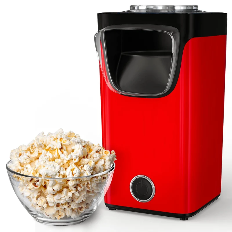 Popcorn Machine Large - Retro Popcorn Maker 5 L - Popcorn Maker with Non-Stick Coating and Removable Heating Surface - Popcorn Machine Red - Popcorn Machine 800 W - Popcorn Machine