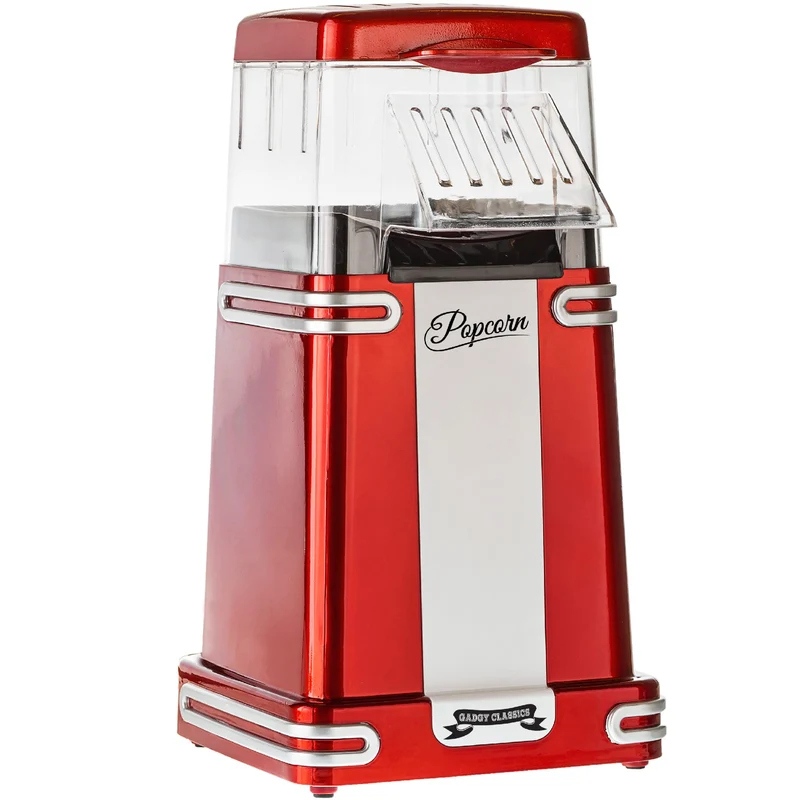 Popcorn Machine Large - Retro Popcorn Maker 5 L - Popcorn Maker with Non-Stick Coating and Removable Heating Surface - Popcorn Machine Red - Popcorn Machine 800 W - Popcorn Machine