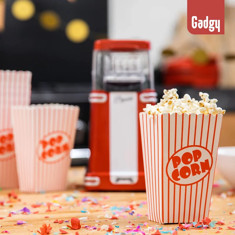 Popcorn Machine Large - Retro Popcorn Maker 5 L - Popcorn Maker with Non-Stick Coating and Removable Heating Surface - Popcorn Machine Red - Popcorn Machine 800 W - Popcorn Machine