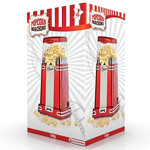 Popcorn Machine Large - Retro Popcorn Maker 5 L - Popcorn Maker with Non-Stick Coating and Removable Heating Surface - Popcorn Machine Red - Popcorn Machine 800 W - Popcorn Machine