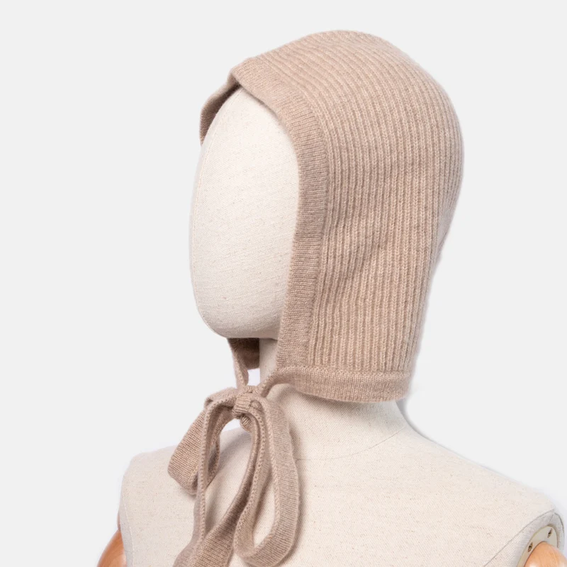 Taupe Knitted Cashmere Bonnet
