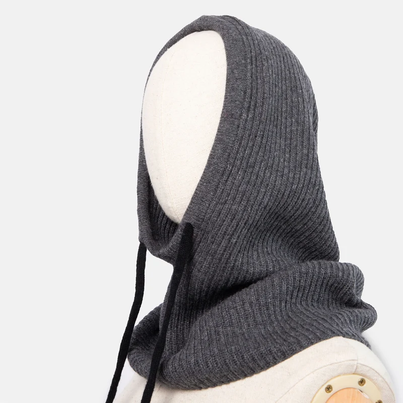 Dark Grey Cashmere Balaclava Hood