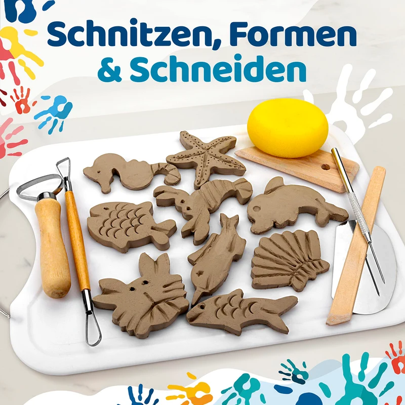 Selbsttrocknender Ton – Bastelton lufthärtend – extra stabil mit Bindemittel – für Kinder & Einsteiger