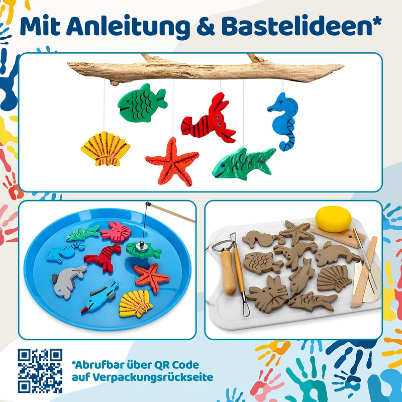 Selbsttrocknender Ton – Bastelton lufthärtend – extra stabil mit Bindemittel – für Kinder & Einsteiger