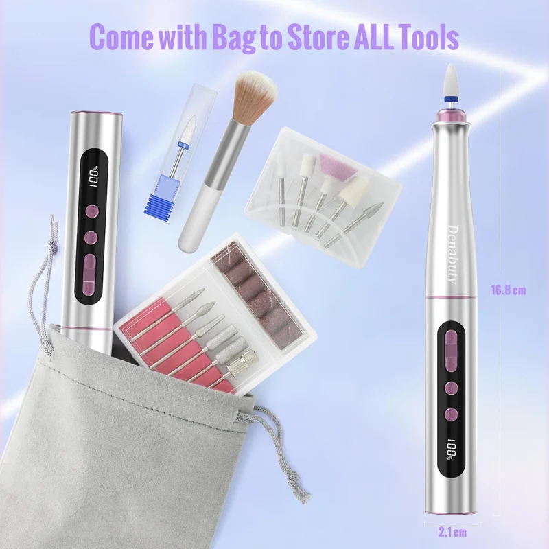 Nagelfräser Kabellos, 13 in 1 Fräser für Gelnägel 35000 u/min, Elektrische Nagelfeile Professionell Nail Drill, Maniküre und Pediküre Set Elektrisch für Semi Permanent, Acrylnägel