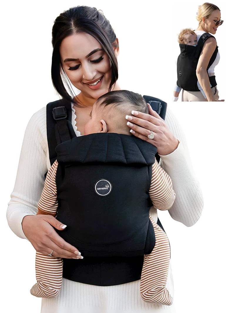 Babytrage, Ein-Klick-Schnalle für Einfaches Anlegen, Bequemer Träger von Neugeborenem bis Kleinkind mit Kopfstütze (3-20kg, 3-24Monate), Ergonomisch & Leicht