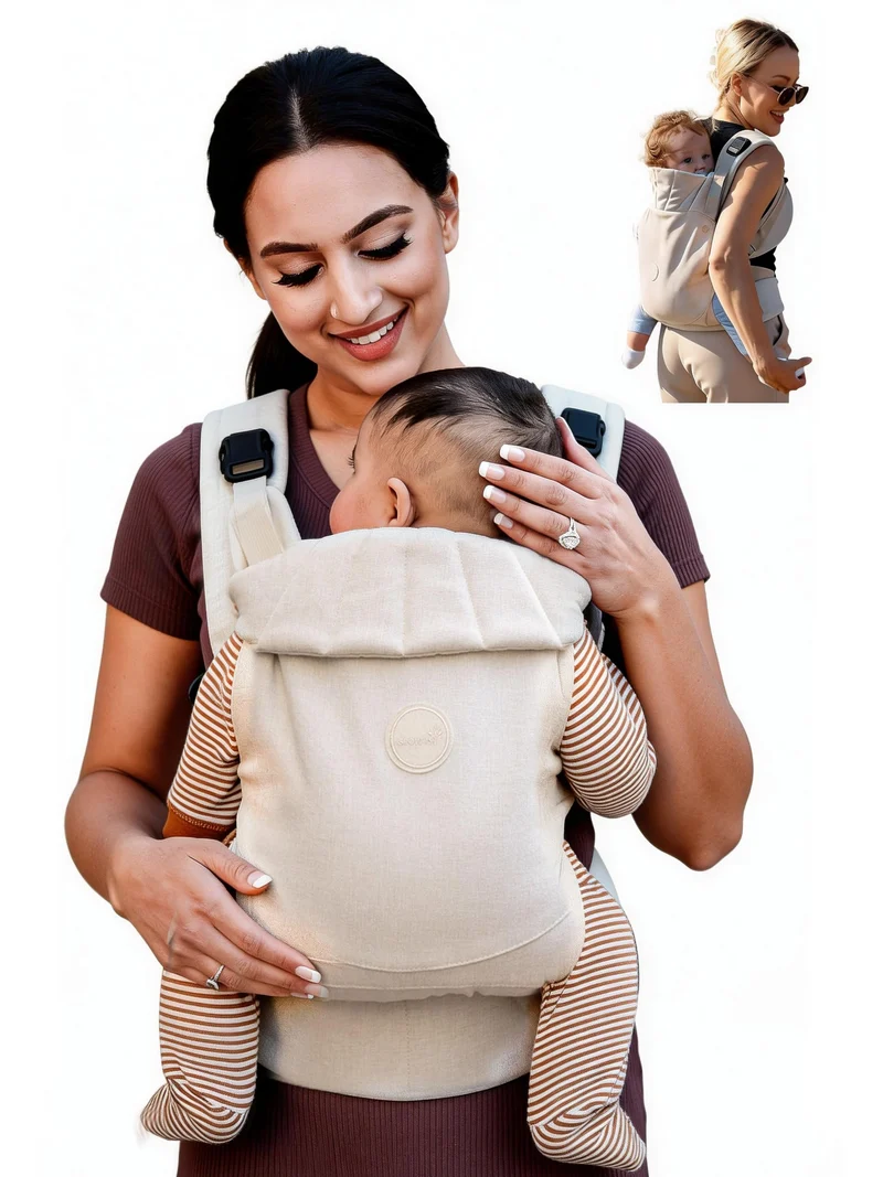 Babytrage, Ein-Klick-Schnalle für Einfaches Anlegen, Bequemer Träger von Neugeborenem bis Kleinkind mit Kopfstütze (3-20kg, 3-24Monate), Ergonomisch & Leicht