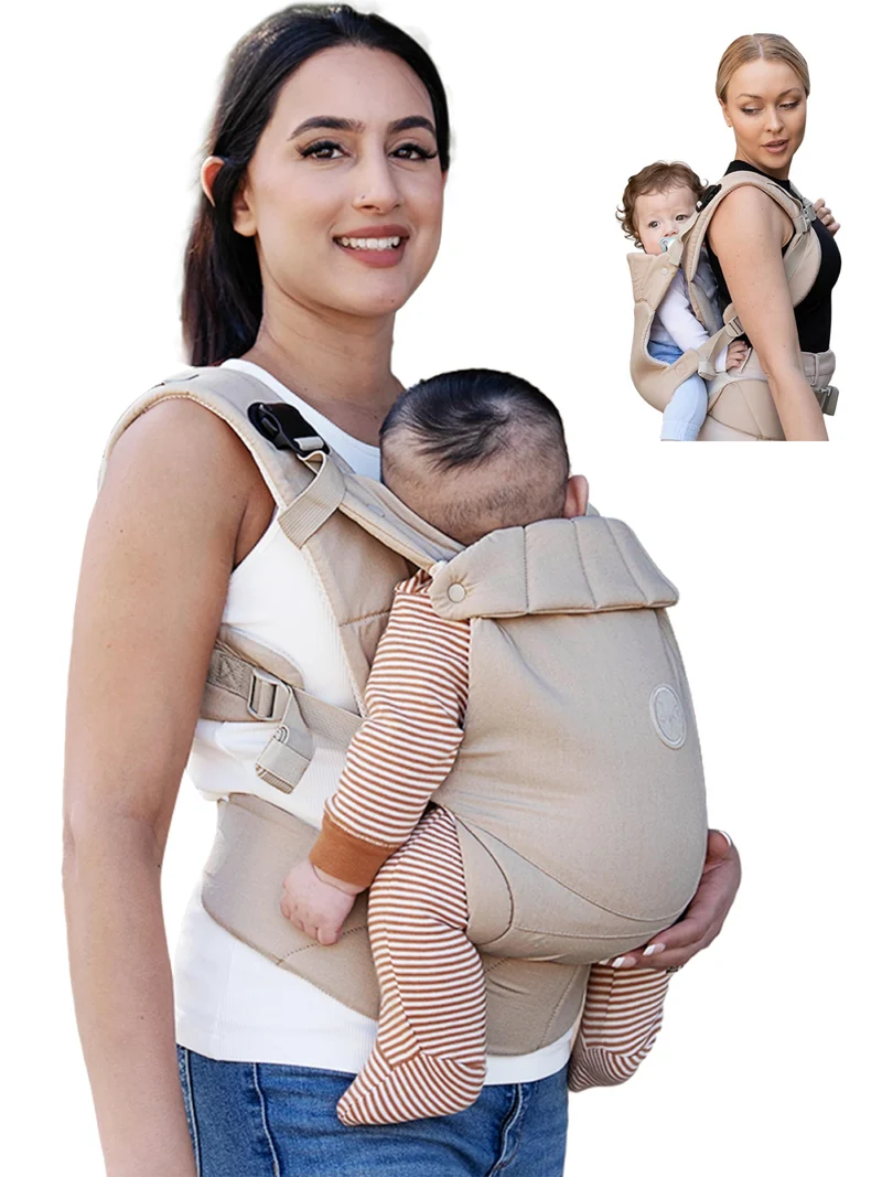 Babytrage, Ein-Klick-Schnalle für Einfaches Anlegen, Bequemer Träger von Neugeborenem bis Kleinkind mit Kopfstütze (3-20kg, 3-24Monate), Ergonomisch & Leicht
