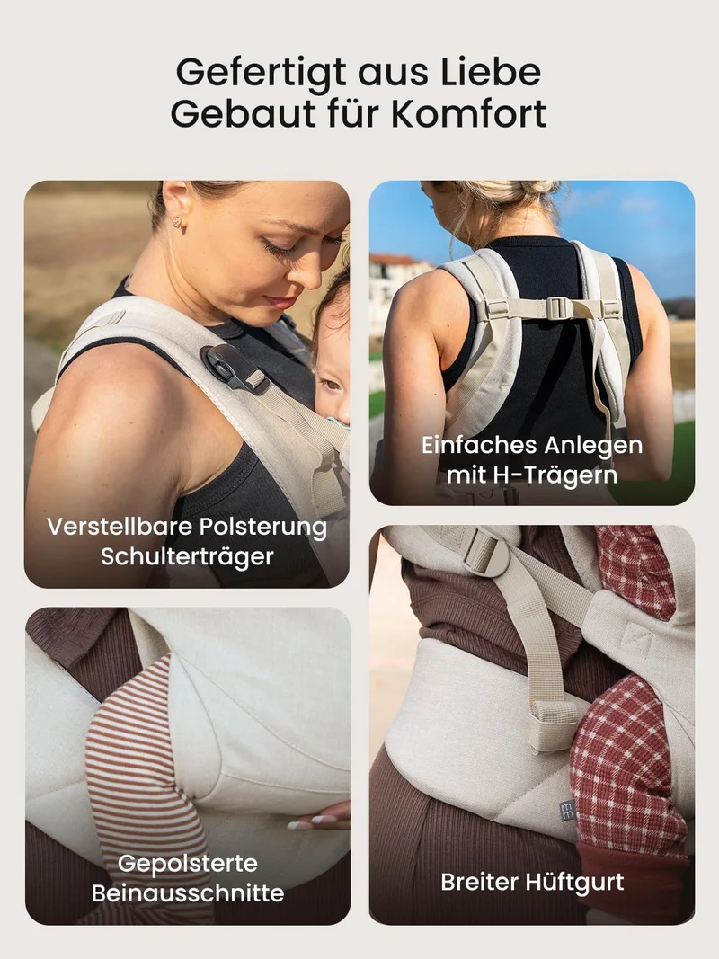 Babytrage, Ein-Klick-Schnalle für Einfaches Anlegen, Bequemer Träger von Neugeborenem bis Kleinkind mit Kopfstütze (3-20kg, 3-24Monate), Ergonomisch & Leicht