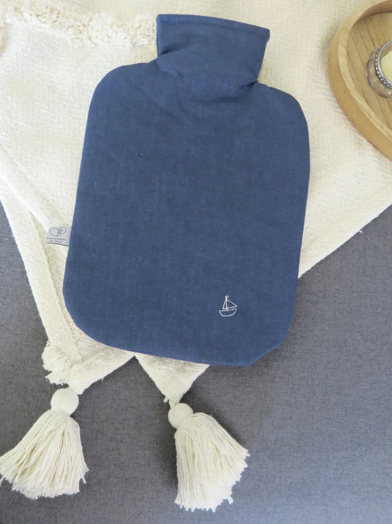 Wärmflasche 2 Liter maritim blau