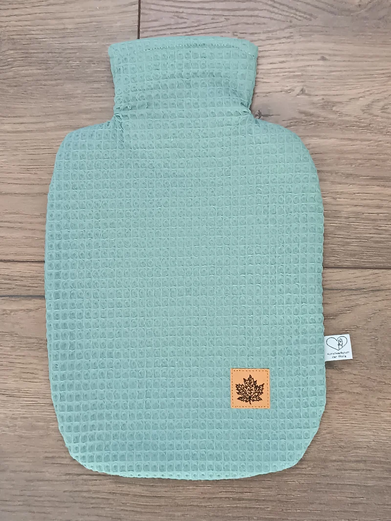 Wärmflasche 2 Liter Waffelpiquee jadegrün
