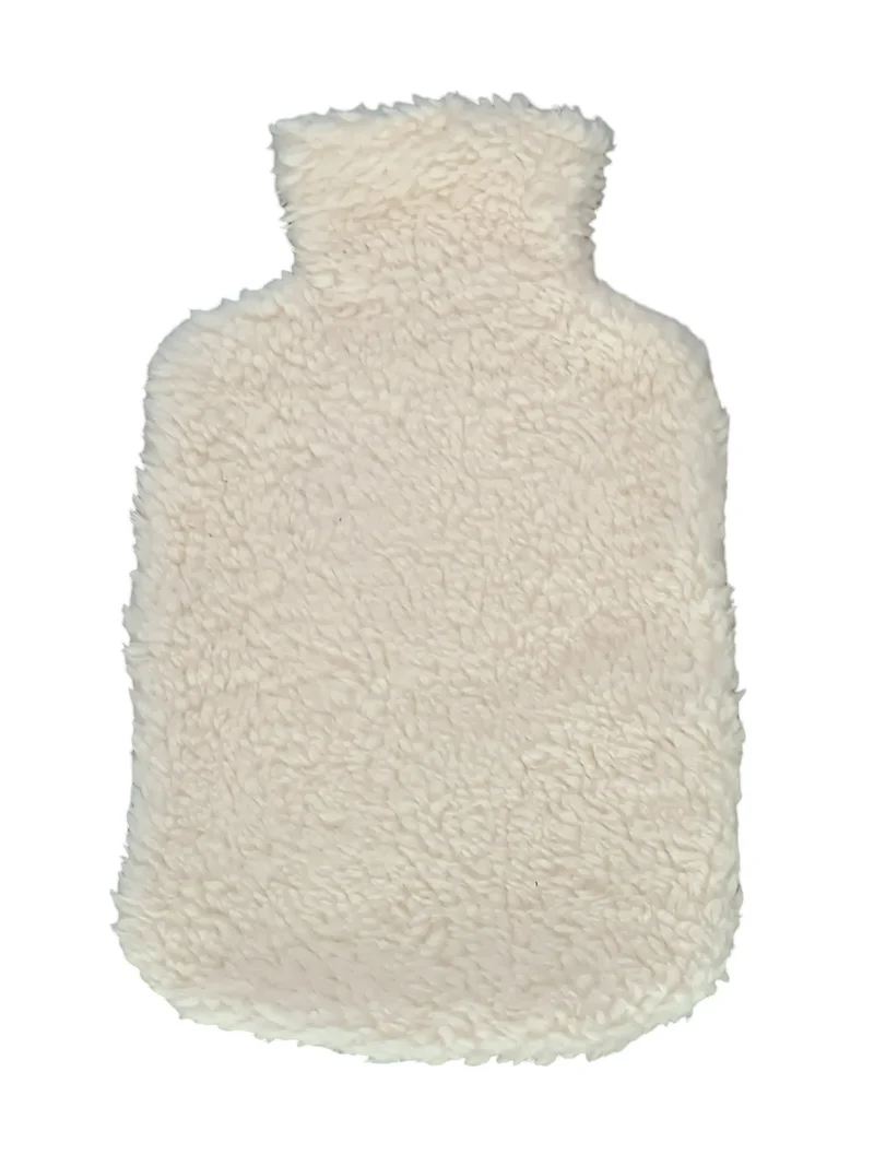 Wärmflasche 2 Liter naturweiß Teddyplüsch
