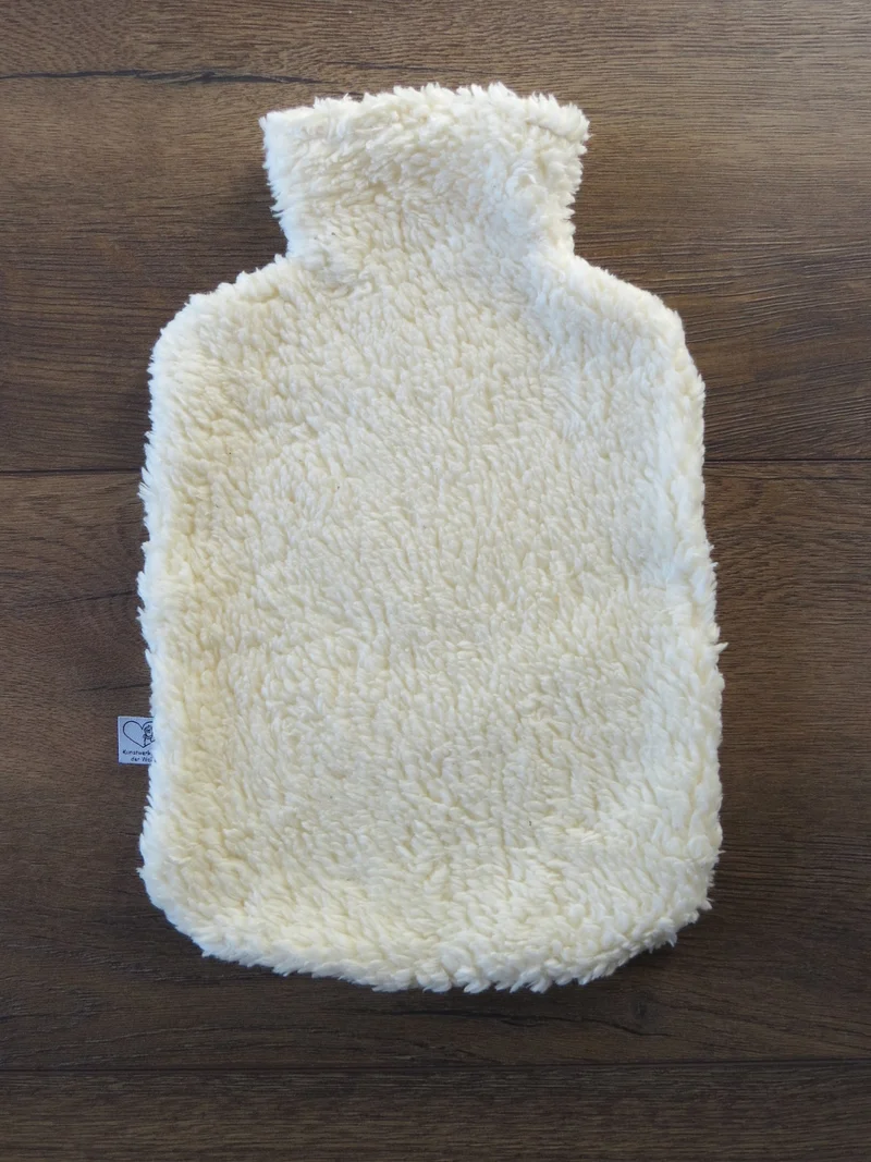 Wärmflasche 2 Liter naturweiß Teddyplüsch