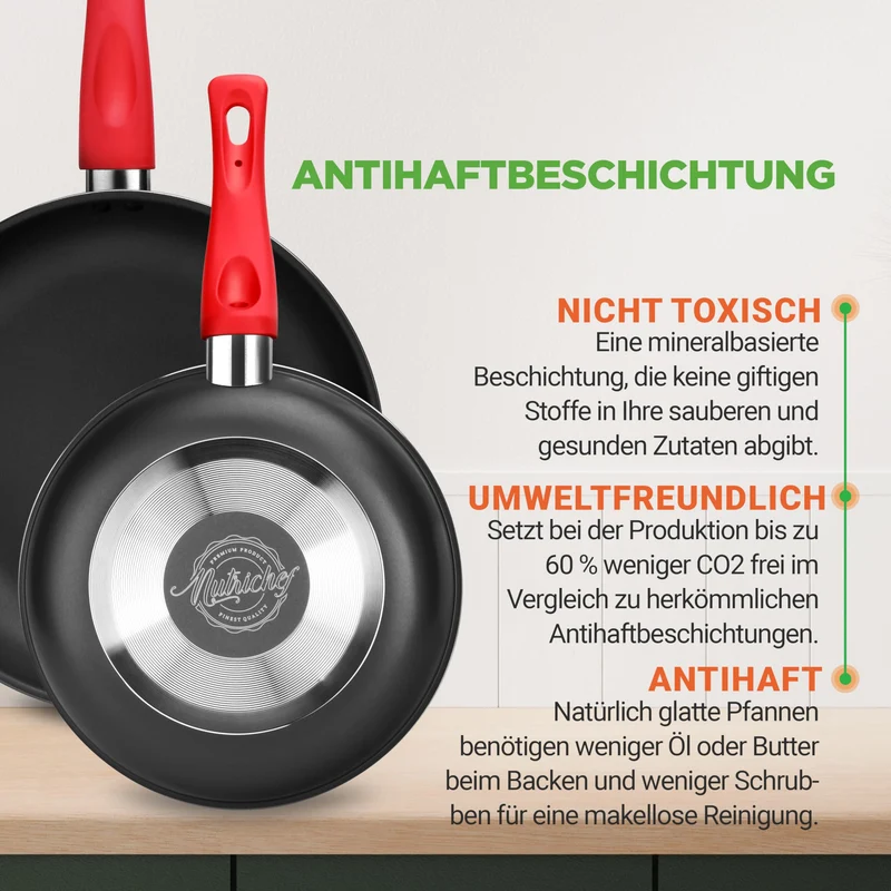 Töpfe & Pfannen Set, 21-teiliges Anti-Stick-Kochen und Backset mit Muffinform, Brot & Pizza Tray, Utensils, für Gas, Elektrik & Keramik, für moderne Haushalte und Hobbybäcker, Schwarz