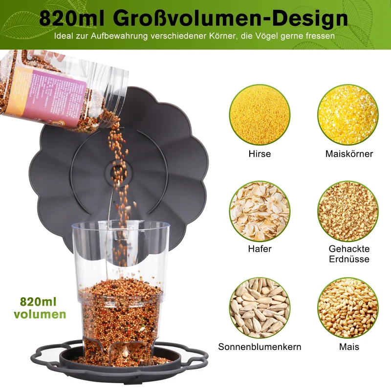 Hängendes Vogelhäuschen, 820 ml Faltbarer Hängevogelhäuschen, Vogelhäuschen zum aufhängen, Wetterfest, Plastikfütterungshaus für Vögel, Geeignet für Balkon, Garten