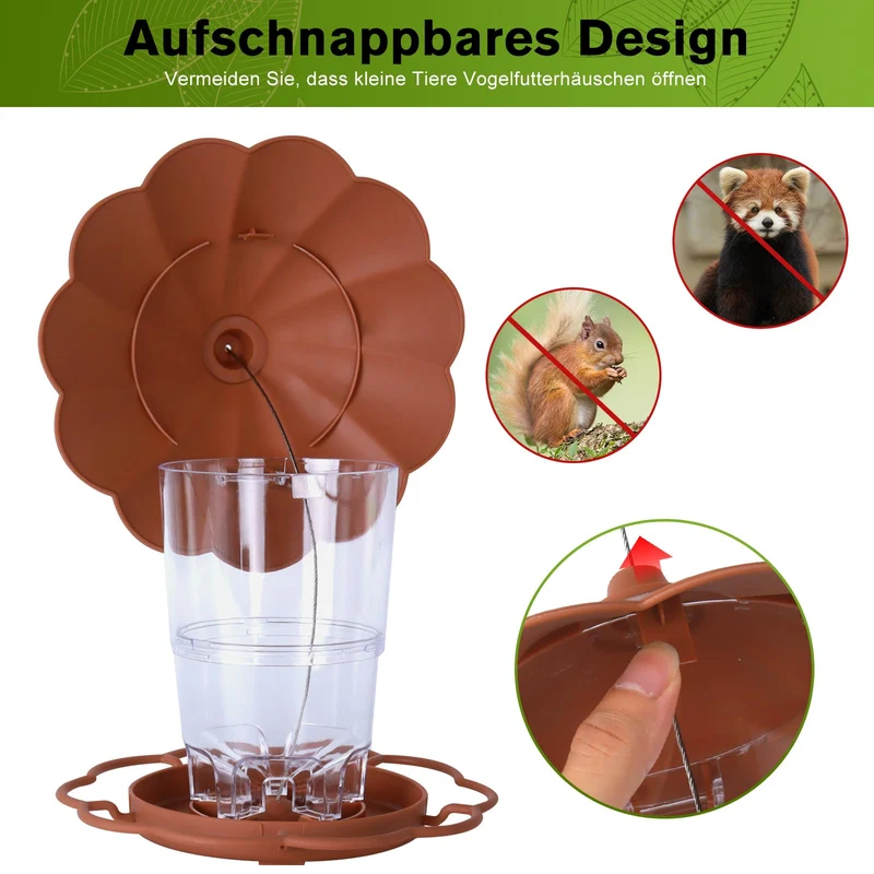 Hängendes Vogelhäuschen, 820 ml Faltbarer Hängevogelhäuschen, Vogelhäuschen zum aufhängen, Wetterfest, Plastikfütterungshaus für Vögel, Geeignet für Balkon, Garten