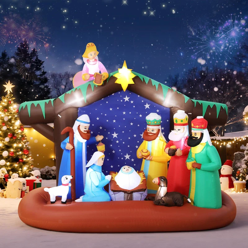 Aufblasbare Weihnachtsdeko, Riesiger Weihnachtsbaum Bogen mit 8 LED Leuchten, Wasserfest Beleuchtet Aufblasbar Weihnachtsdeko Aussen für Hof Garten Feiertag Weihnachtsdekoration